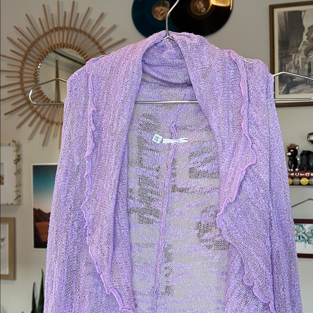 Lilac Purple Knit Cardigan Vest - One Size - Picture 2 of 7